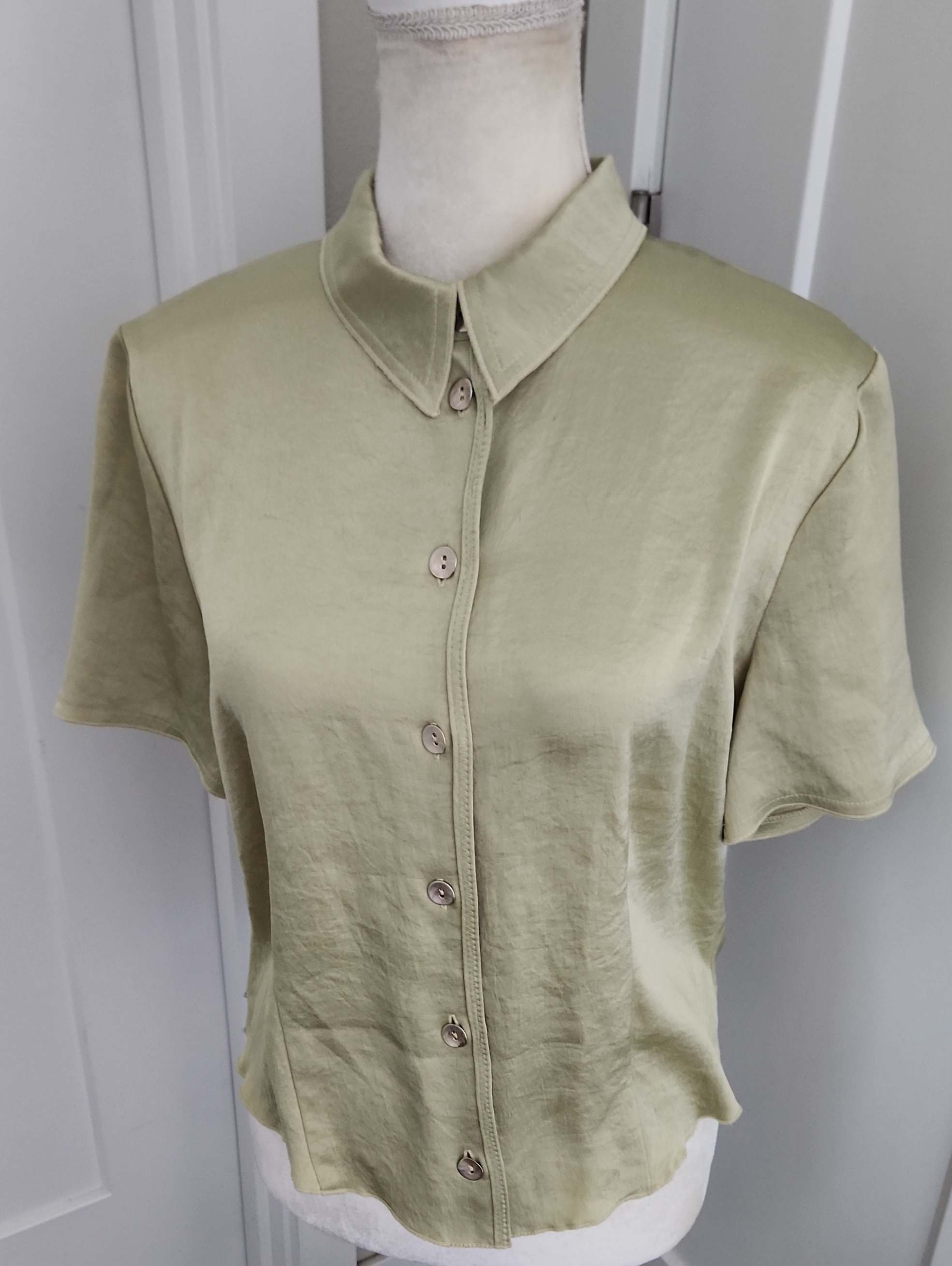 Nanushka Clare Button Down Satin Silk Shirt L